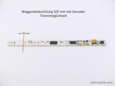 Waggonbeleuchtung 145 mm warmweiß mit Decoder